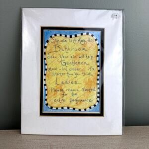 Constance Guerra Art Funny Bathroom Sign Matted to 8" x 10" Unique Eclectic Home